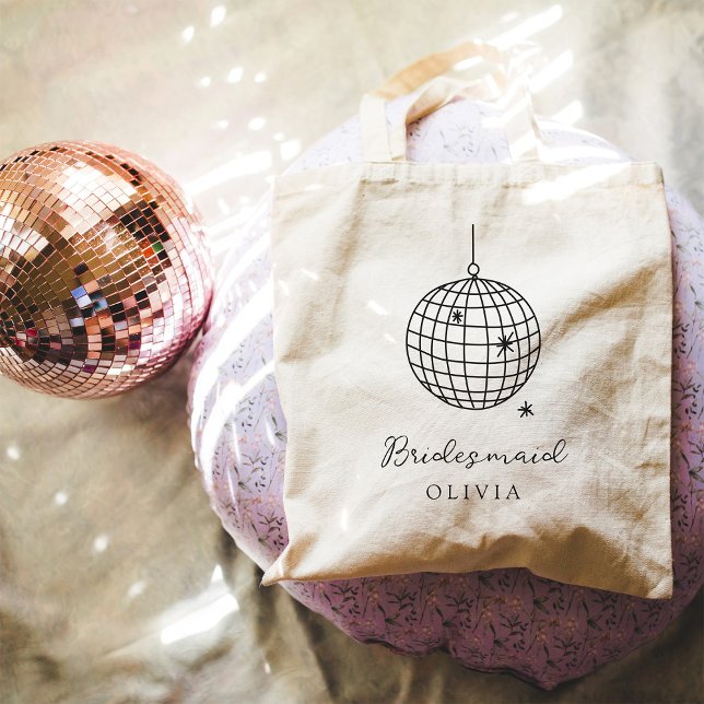 Minimalistisk disco Boll | Bridesmaid Bröllopsfest Tygkasse (Skapare uppladdad)