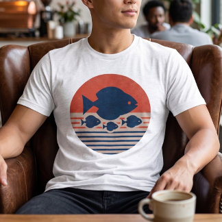 Minimalistisk Discus & Tetras Mid-Century Art Herr T Shirt