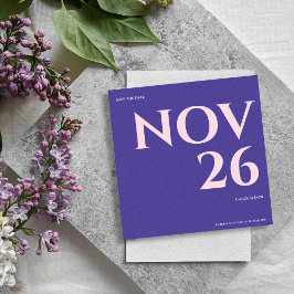 Minimalistisk djärv Lila Bröllop spara datum Meddelande