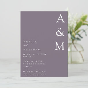Minimalistisk djärv Monogram Boho Dusty Lila Bröll Inbjudningar