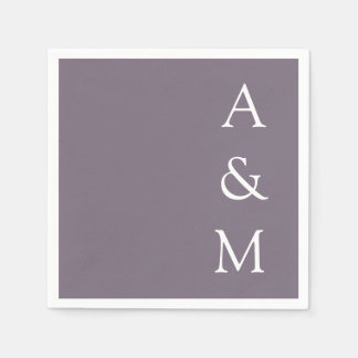 Minimalistisk djärv Monogram Boho Dusty Lila Bröll Pappersservett