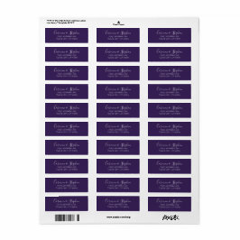 Minimalistisk djup Lila, enkeltrådigt Bröllop Returadress Etikett