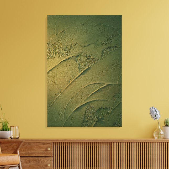 Minimalistisk djup skogsgrön gipstextur canvastryck (Insitu (Vardagsrum))