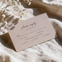 Minimalistisk djupvinsbröllops-RSVP-kort