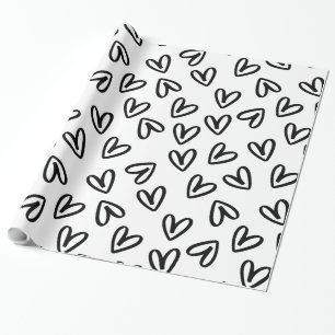Minimalistisk Doodle Hearts Seamless Gift Wrap Presentpapper