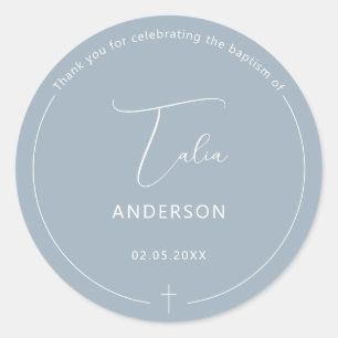 Minimalistisk dopning Enkel korsblåa Runt Klistermärke