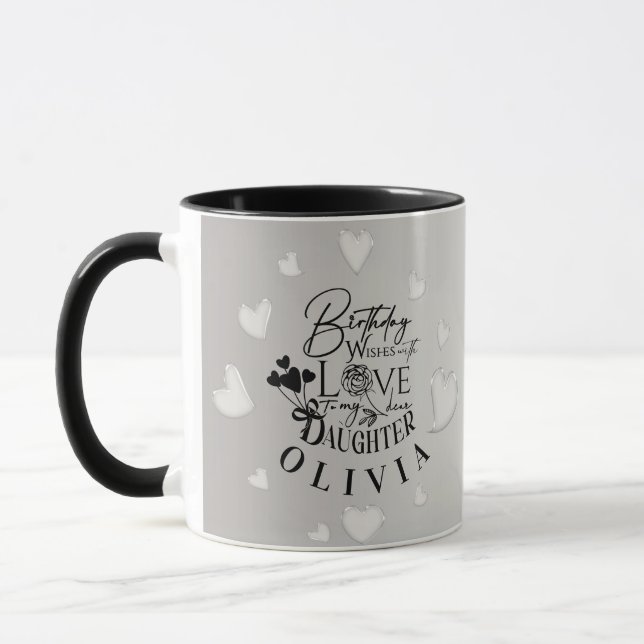 Minimalistisk dotters födelsedagsbokstav mugg (Vänster)