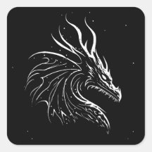 Minimalistisk dragon porträtt, svart och vitt