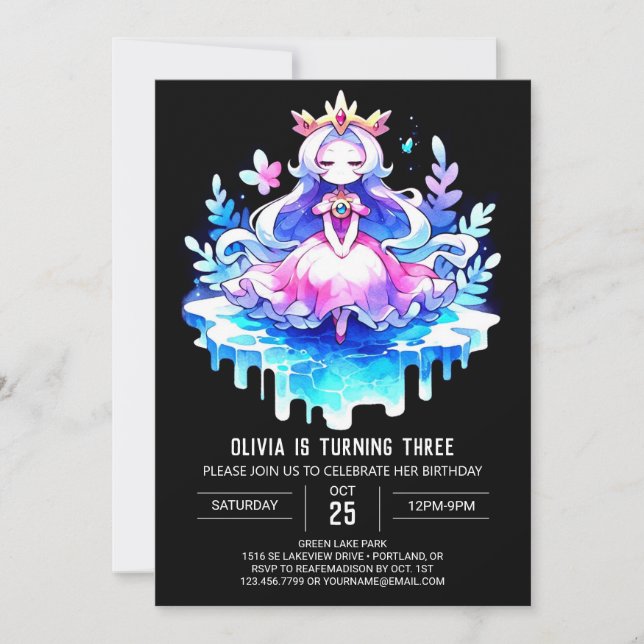Minimalistisk drottning Princess Birthday Inbjudningar (Framsida)