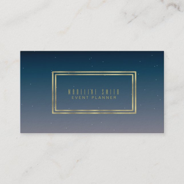 Minimalistisk dubbel kant guld folie gradient himm visitkort (Framsida)