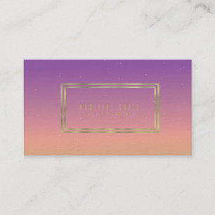 Minimalistisk dubbel kant guld folie gradient lila visitkort