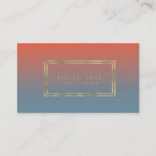Minimalistisk dubbel kant guld folie gradient oran visitkort