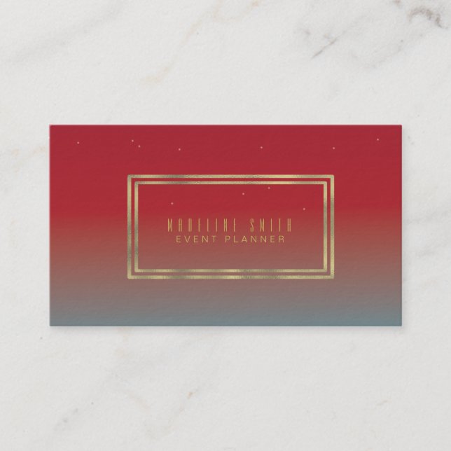 Minimalistisk dubbel kant guld folie ram gradient  visitkort (Framsida)