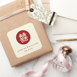 Minimalistisk Dubbla i cirkel - lycka i kinesiska Fyrkantigt Klistermärke