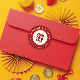 Minimalistisk Dubbla i cirkel - lycka i kinesiska Runt Klistermärke