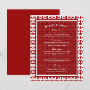 Minimalistisk Dubbla lycka Kinesisk Bröllop Menu