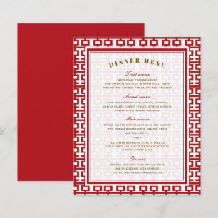 Minimalistisk Dubbla lycka Kinesisk Bröllop Menu