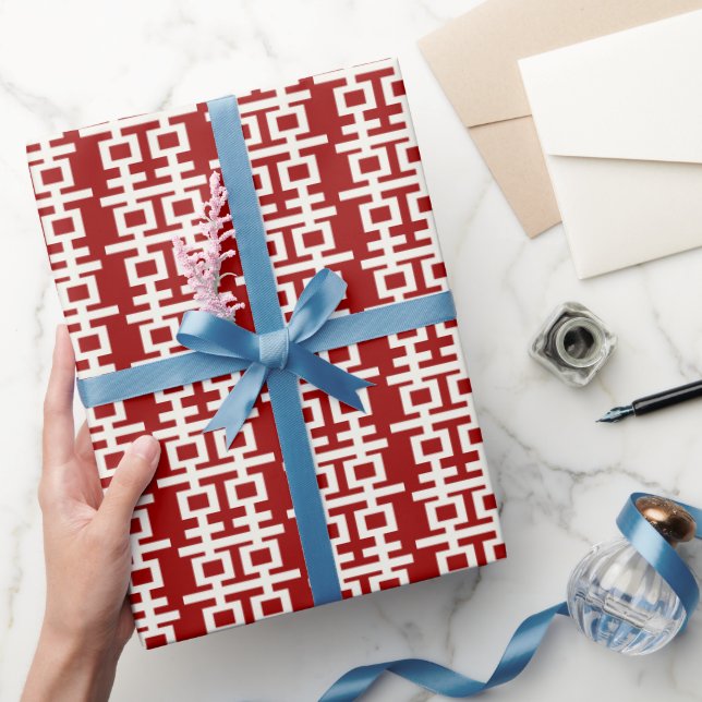 Minimalistisk Dubbla lycka Modern kinesiska Bröllo Presentpapper (Gifting)