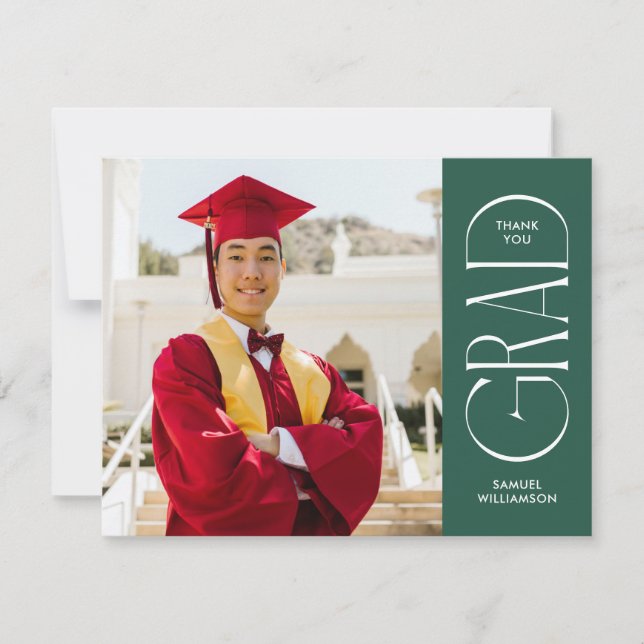 Minimalistisk Dubbla Sided Photo Studenten Tack Kort (Framsida)
