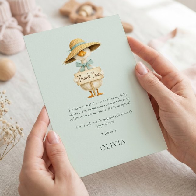 Minimalistisk Dumma Gås Tack Sage Baby Shower Kort (Skapare uppladdad)