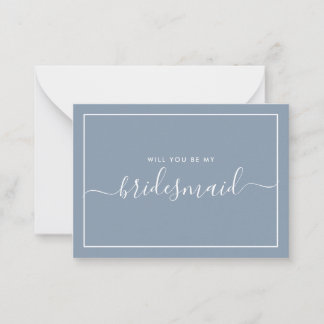 Minimalistisk Dusty Blue Bridesmaid Frieri Anteckningskort