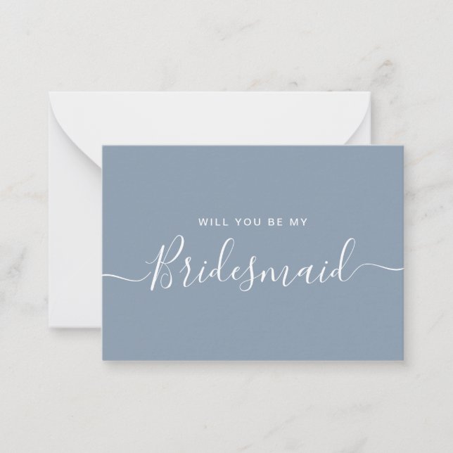 Minimalistisk Dusty Blue Bridesmaid Frieri Anteckningskort (Framsida)