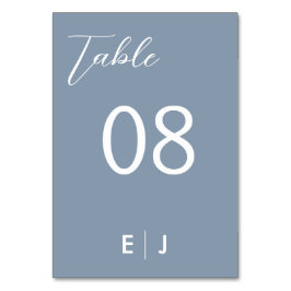 Minimalistisk Dusty Blue Bröllop Bordsnummer