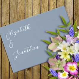 Minimalistisk Dusty Blue Bröllop Gästböcker