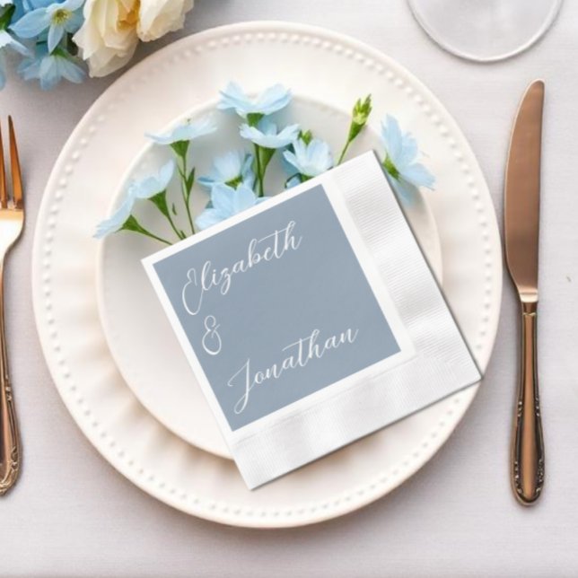 Minimalistisk Dusty Blue Bröllop Pappersservett (Skapare uppladdad)