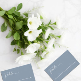 Minimalistisk Dusty Blue Bröllop Placeringskort