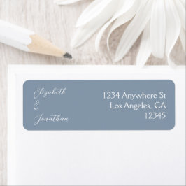 Minimalistisk Dusty Blue Bröllop Returadress Etikett