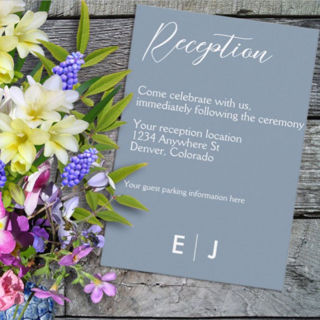 Minimalistisk Dusty Blue Bröllop Tilläggskort (Skapare uppladdad)