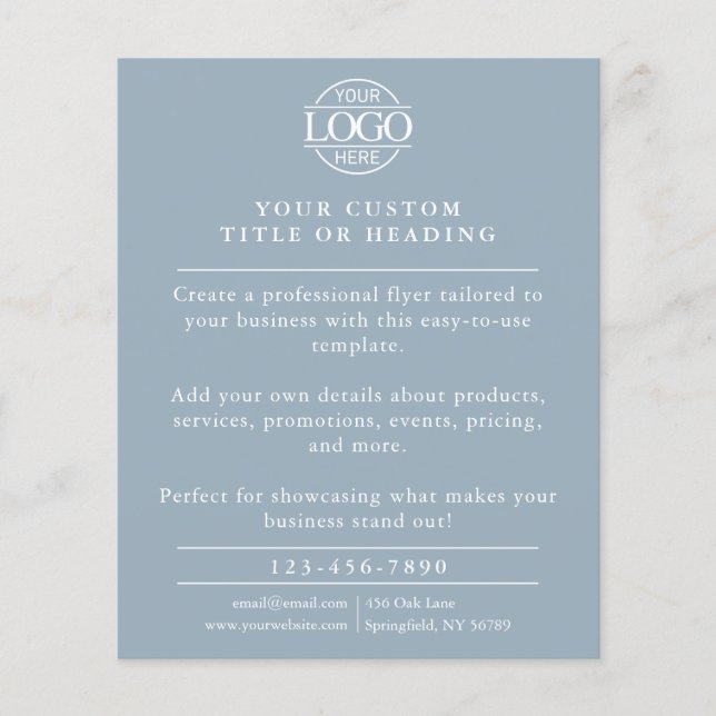 Minimalistisk Dusty Blue Business Logotyp-marknads Flygblad (Framsidan)