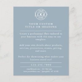 Minimalistisk Dusty Blue Business Logotyp-marknads Flygblad