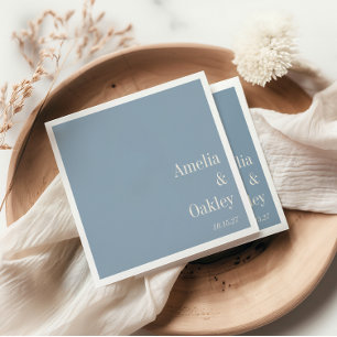Minimalistisk Dusty Blue Elegant bröllop Anpassnin Pappersservett