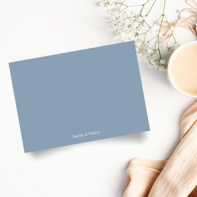 Minimalistisk Dusty Blue Elegant bröllop Anpassnin Tack Kort (Skapare uppladdad)