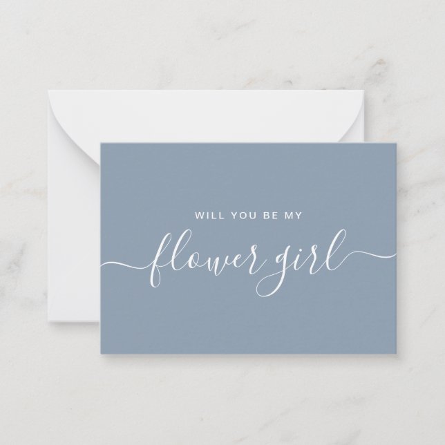 Minimalistisk Dusty Blue Flower Girl Frieri Anteckningskort (Framsida)