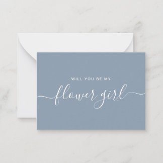 Minimalistisk Dusty Blue Flower Girl Frieri Anteckningskort