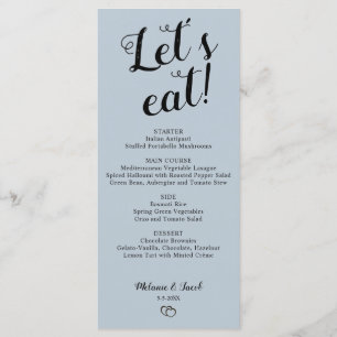 Minimalistisk Dusty Blue Låt oss Eat Menu Meny