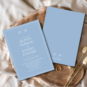 Minimalistisk Dusty Blue Modern Elegant bröllop Inbjudningar