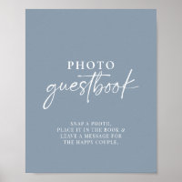 Minimalistisk Dusty Blue Modern Photo Guestbook-si