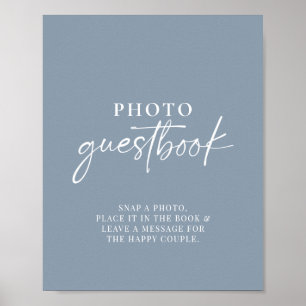Minimalistisk Dusty Blue Modern Photo Guestbook-si Poster