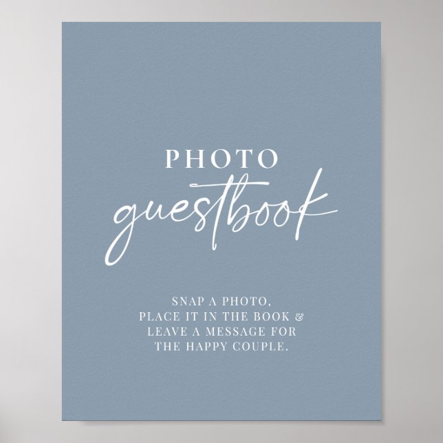 Minimalistisk Dusty Blue Modern Photo Guestbook-si Poster (Framsidan)