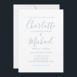 Minimalistisk Dusty Blue Namnteckning skript Bröll Inbjudningar<br><div class="desc">Elegant,  dammig,  blåaktig inbjudan att namnteckning bröllop med namnteckning stil namn,  den här snyggten kan vara personlig med din information i dammig blått brev. Designad av Thisisnotme©</div>