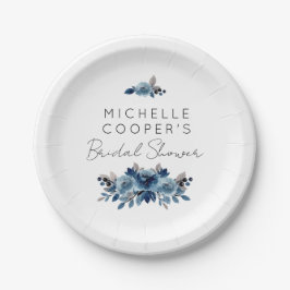 Minimalistisk Dusty Blue- och Navy-Blommigt