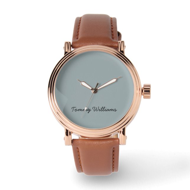 Minimalistisk Dusty Blue-Professionell enkel Armbandsur (Framsida)