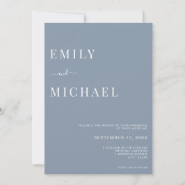 Minimalistisk Dusty Blue Wedding-inbjudan Inbjudningar