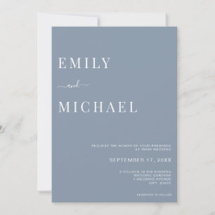Minimalistisk Dusty Blue Wedding-inbjudan Inbjudningar