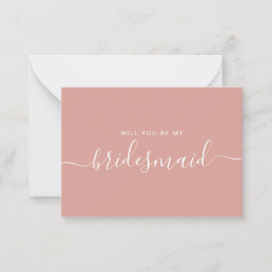 Minimalistisk Dusty Ro Bridesmaid Frieri Anteckningskort
