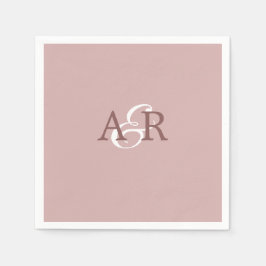 Minimalistisk Dusty Ro, första Monogram Bröllop Pappersservett